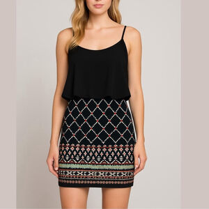 BCBG Black and Multicolor Pavel Mini Skirt Small
